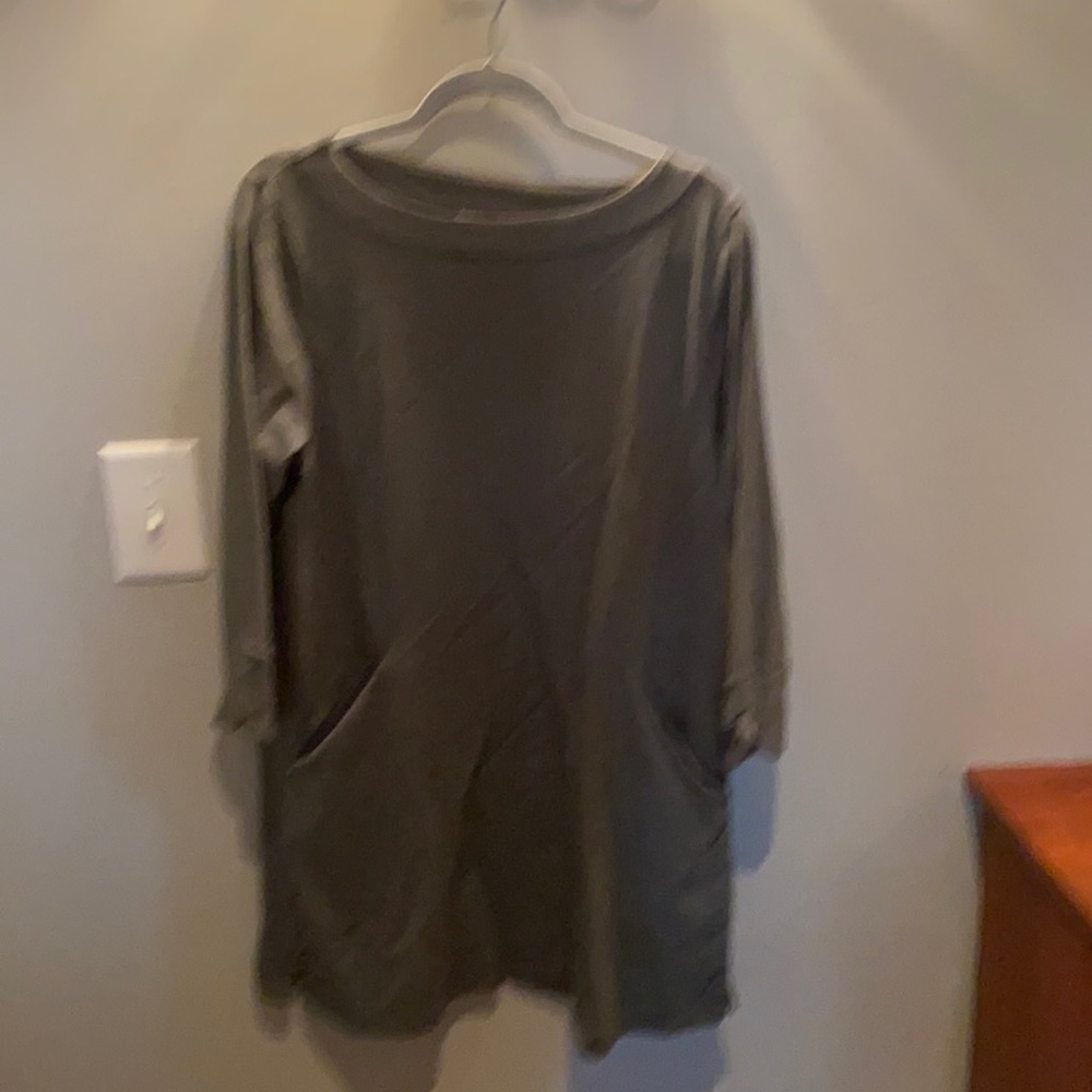 Olive green tunic/dress size large . Sleeve are three quarter length.